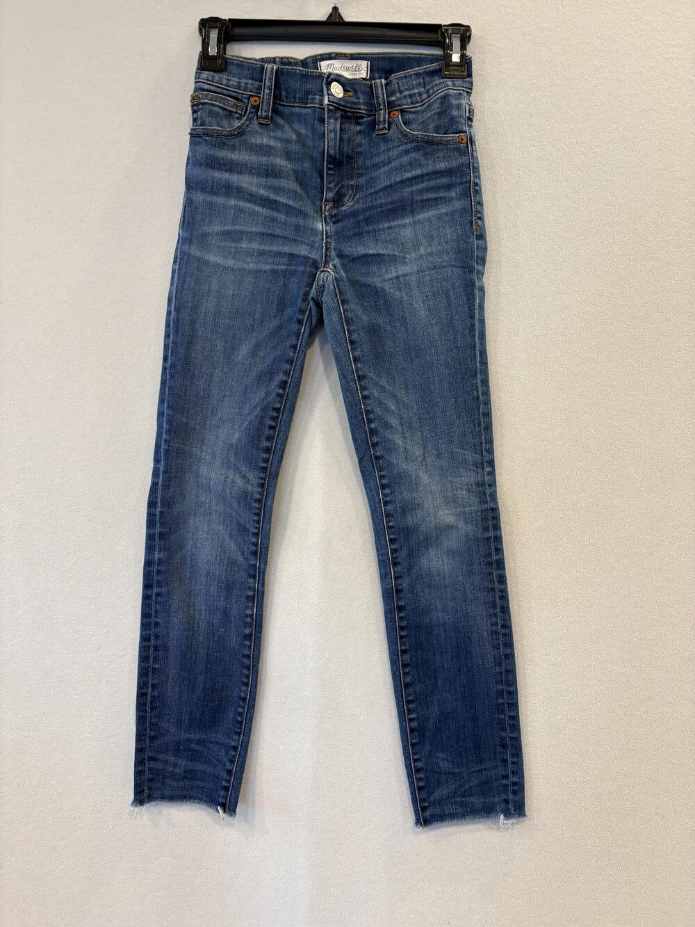 Madewell High Riser Skinny Jeans Womens 24 Blue Distressed Raw Hem Denim